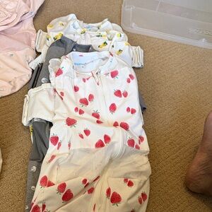 AppleCheeks Strawberry Print White Kids Sleep Sack